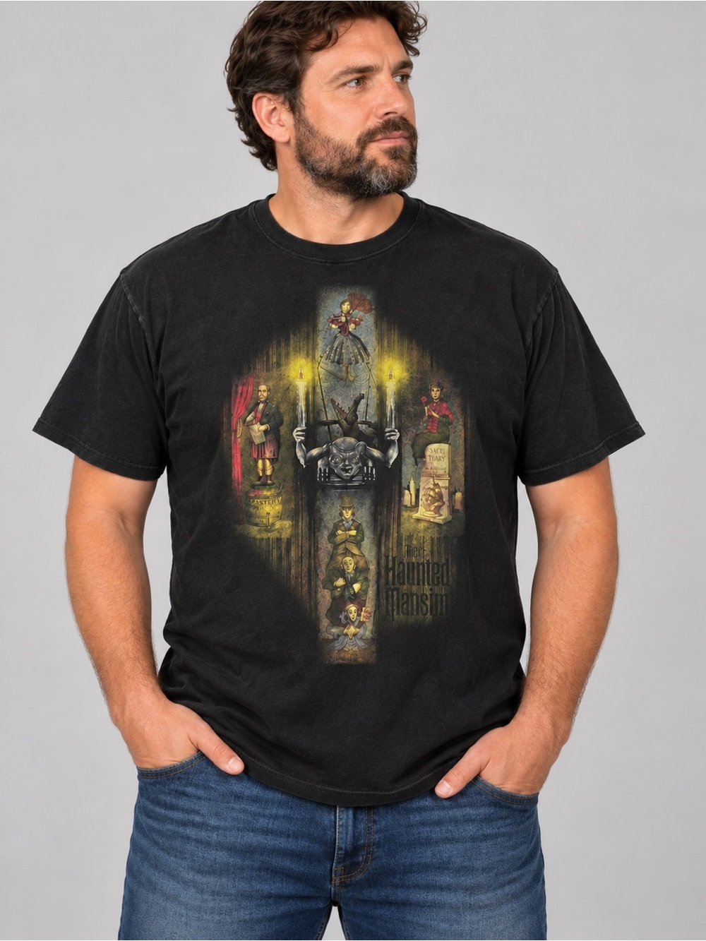 Disney Haunted Mansion Faded Graphic Tee Cotton Goth Whimsigoth Men’s XL
